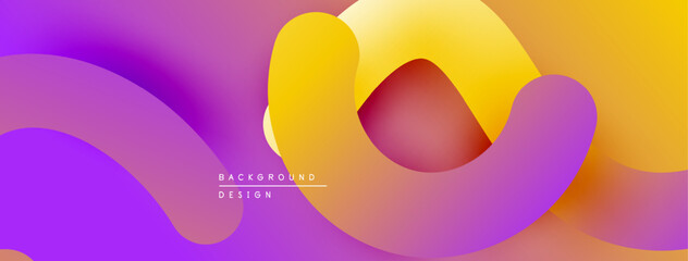 Leinwandbilder - Abstract fluid shapes, vibrant gradients. Purple, orange hues blend seamlessly. Modern design element for backgrounds, presentations.