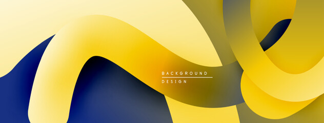 Leinwandbilder - Abstract fluid shapes, yellow plus navy hues. Modern design, smooth gradients create dynamic composition. Minimalist background texture.