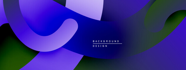 Leinwandbilder - Abstract fluid shapes, vibrant purple hues, dark green accents. Modern design, smooth gradients create dynamic composition.