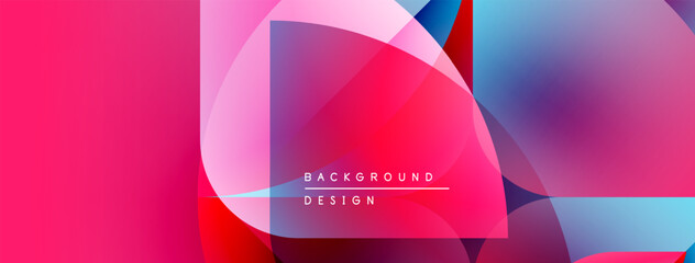 Poster - Abstract vibrant background. Overlapping shapes create dynamic visual effect. Pink, blue, red hues dominate composition. Modern design element.