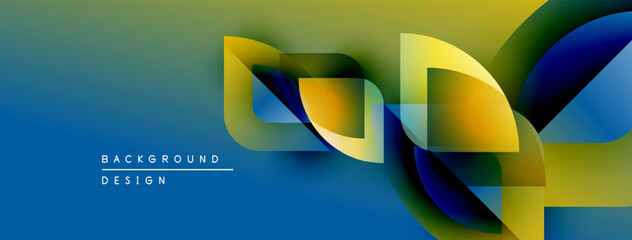 Aufkleber - Abstract design features flowing shapes, vibrant colors. Gradient blends blue, green, yellow creating dynamic visual effect. Modern background.