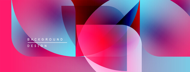 Aufkleber - Abstract vibrant design. Overlapping shapes create dynamic visual effect. Pink, blue hues dominate composition. Modern aesthetic.