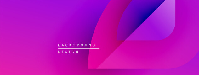 Poster - Vibrant pink, purple gradient background. Abstract shapes overlap, creating modern design. Text reads background design. Simple, clean aesthetic.