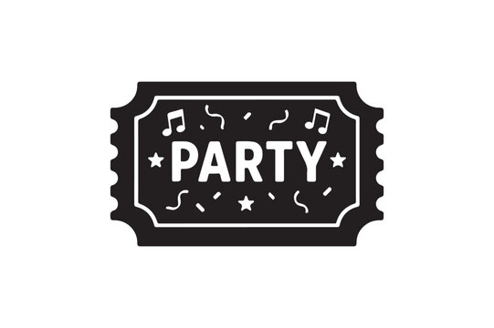Party ticket silhouette vector art illustration on white background