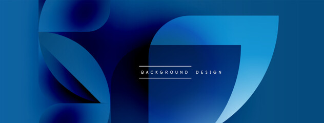 Aufkleber - Abstract blue layers create dynamic composition. Modern design features flowing shapes, gradients, text elements. Minimalist aesthetic.