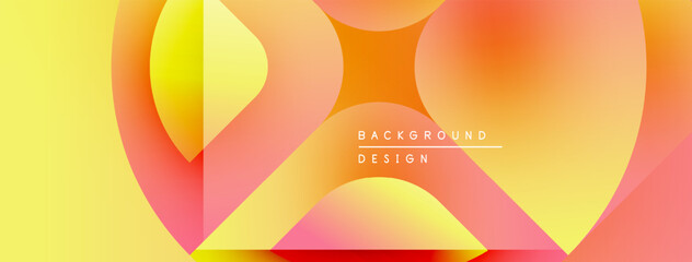 Aufkleber - Abstract vibrant shapes overlap. Yellow, orange, pink hues blend creating dynamic visual effect. Modern design element.