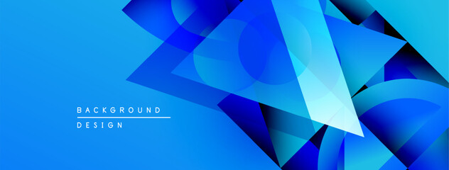 Aufkleber - Abstract blue design features geometric shapes, gradients, dynamic composition. Modern background suitable for digital projects.