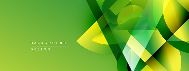 Aufkleber - Abstract green background. Geometric shapes overlap creating dynamic visual effect. Modern design suitable for presentations, banners.