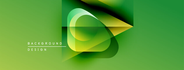 Poster - Abstract green background. Overlapping shapes create dynamic visual effect. Modern design elements suggest innovation, freshness.