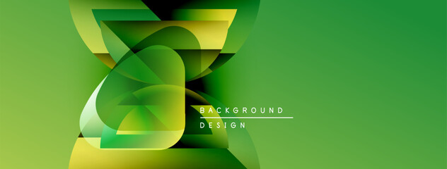 Aufkleber - Abstract green design features layered shapes, gradients. Modern aesthetic suitable for backgrounds, presentations, digital art.