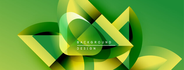 Aufkleber - Abstract green yellow design. Overlapping shapes create dynamic visual effect. Modern background for presentations, websites.