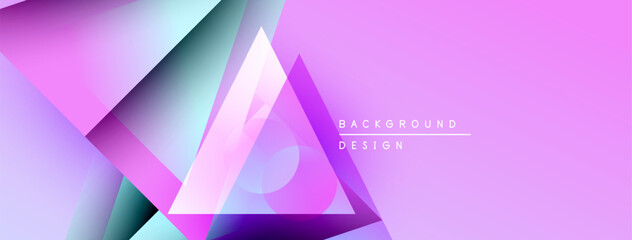Aufkleber - Abstract geometric shapes overlap, creating vibrant pink, blue gradients. Modern design elements suggest futuristic aesthetic.
