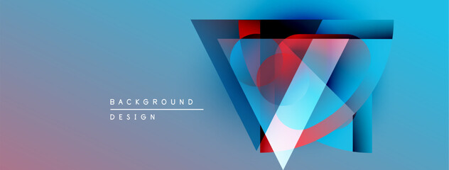 Poster - Abstract geometric design. Blue, red, white layers create dynamic visual effect. Modern background suitable for presentations, branding.