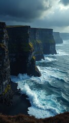 Poster - Eerie Cliffside with Glowing Light and Stormy Sea