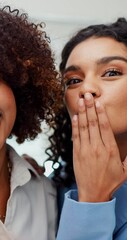 Aufkleber - Happy women, faces and designers with selfie for picture, photography or memory together at office. Portrait, group or female people with smile for capture moment or about us in fashion business
