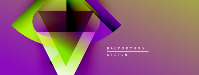 Leinwandbilder - Abstract geometric shapes, vibrant colors blend. Gradient background creates modern visual effect. Design elements suggest depth, dynamism.