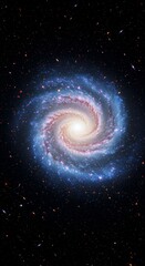 a spiral galaxy in outer space, vertical image