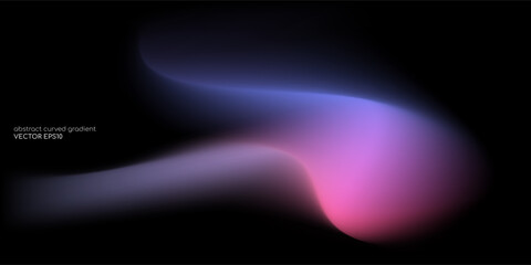 Leinwandbilder - Vector abstract blurred gradient background smooth curve shape with colorful light  purple blue on black background