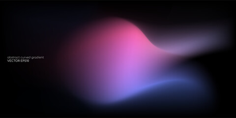Leinwandbilder - Vector abstract blurred gradient background smooth curve shape with colorful light  purple blue on black background