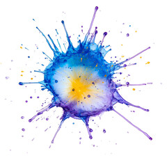 Poster - vibrant splash of blue and yellow paint creates artistic explosion against transparency background, evoking creativity and energy