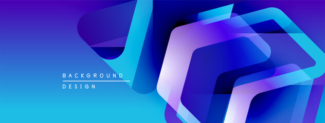 Leinwandbilder - Abstract geometric shapes overlap, creating vibrant blue gradient background. Modern design elements suggest technology, innovation.