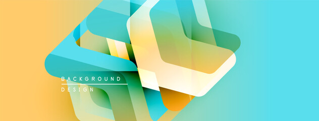 Poster - Abstract geometric shapes overlap, creating vibrant gradient background. Yellow, turquoise hues dominate design. Modern, clean aesthetic.