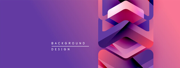 Leinwandbilder - Abstract geometric shapes create vibrant background. Purple, pink hues dominate design, offering modern aesthetic. Text reads background design.