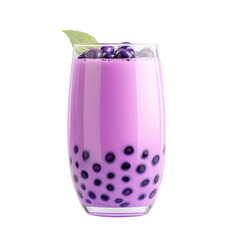 Poster - Creamy purple beverage with tapioca pearls and fresh blueberries, served in tall glass. This refreshing drink is perfect for warm days and offers delightful taste experience