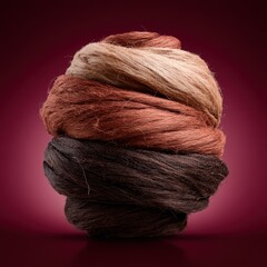 Poster - Abstract Textured Sphere in Shades of Brown Against Maroon Background