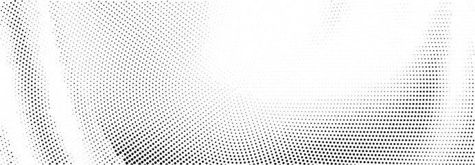 Wall Mural - Abstract wave halftone pattern. Black and white vector illustration	