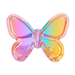 Aufkleber - colorful butterfly shaped decorative item with glossy finish, showcasing gradient of pastel colors. This vibrant piece adds playful touch to any space