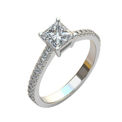 Aufkleber - Elegant diamond engagement ring featuring princess cut center stone and sparkling band. Perfect for symbolizing love and commitment