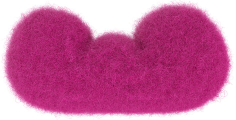 Wall Mural - Cartoon pink cloud from fur or felt material. 3d illustration of cute soft child toy. Realistic creative render element.