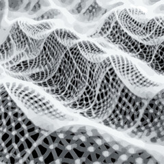 wavy net background, abstract curved mesh in monochrome