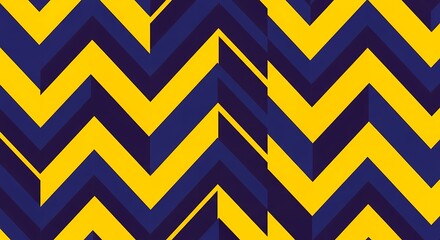 Poster - Geometric Chevron Pattern in Navy and Gold