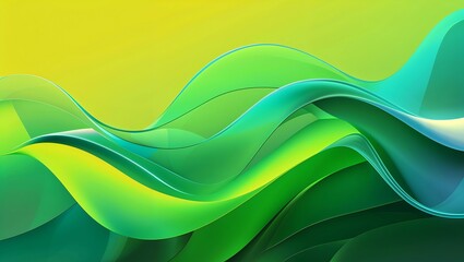 Poster - Dynamic green and yellow abstract wave background for modern designs and presentations