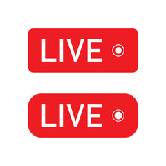 Fototapete - Live streaming icon. Red live buttons. Audience on live button. Social media livestream frame. Broadcasting, Online Video and Podcasts