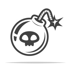 Wall Mural - dangerous round bomb outline icon transparent vector isolated