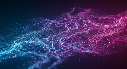 Poster - Abstract Digital Circuit Board Pink Blue Neon Glow Technology Background Data Network