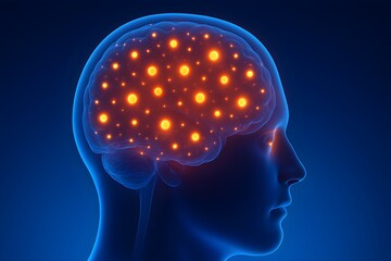 Poster - Glowing brain with neural activity symbolizes epilepsy and brain function.