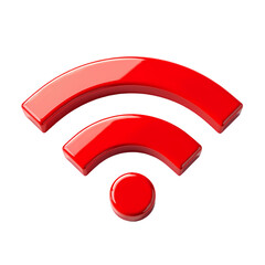 Poster - A glossy red wifi symbol with two curved lines and a circle isolated on a black background in a studio shot