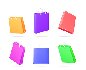 Poster - Colorful 3d vector illustration set of shopping bags, abstract concept for online shop advertising and customer service icon.