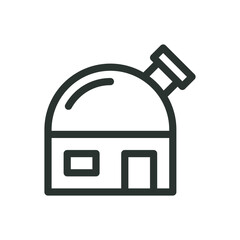 Poster - Observatory line icon, astronomy building vector symbol with editable stroke