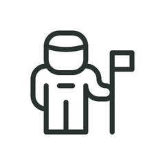 Poster - astronaut with flag line icon, space exploration and colonization vector symbol with editable stroke