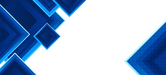 Fototapete - Abstract futuristic technology square background. Geometric shape technology digital hi tech on white background