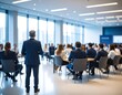 © Wardani - Businessman addressing a large group in a modern conference room