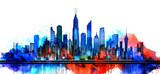 Watercolor art painting city scape Isolated or white background. Modern flat design. Futuristic technology concept. design illustration.