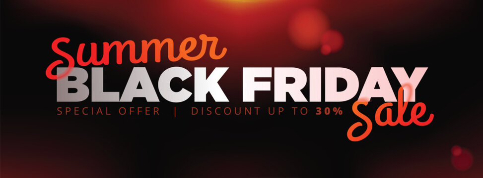 celan simple summer black friday sale banner with black background and sun beam. summer black friday sale banner template clean modern gradient vector illustration