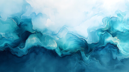 Poster - Blue abstract painting ocean waves artistic backdrop digital illustration background design