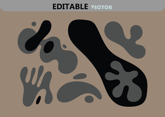 Poster - Abstract Vector Illustration with Organic Shapes in Black and Gray Tones on a Brown Background Editable and Modern Design